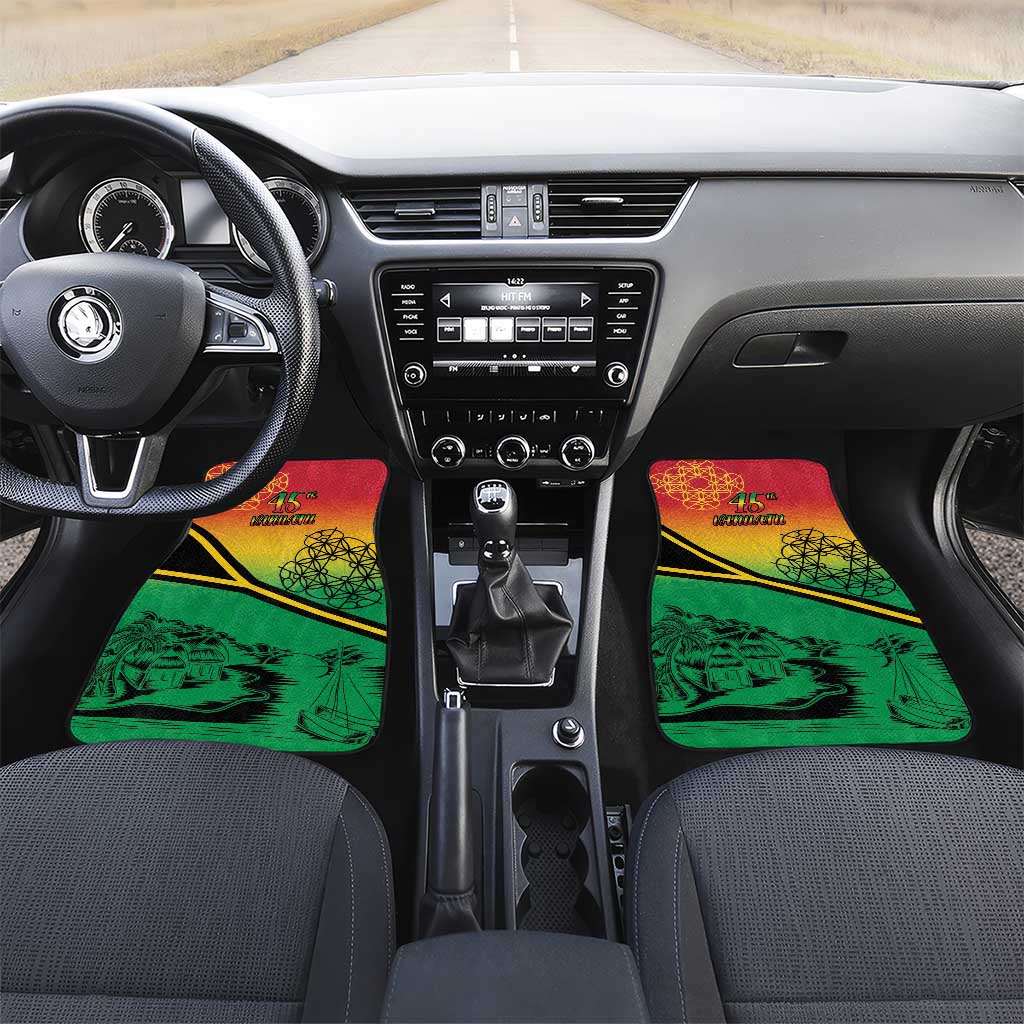 Hapi 45th Indipendens Dei Vanuatu Car Mats Yumi 1980 with Vanuatuan Beach Landscape