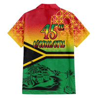 Hapi 45th Indipendens Dei Vanuatu Family Matching Long Sleeve Bodycon Dress and Hawaiian Shirt Yumi 1980 with Vanuatuan Beach Landscape LT9 - Polynesian Pride