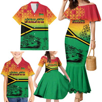 Hapi 45th Indipendens Dei Vanuatu Family Matching Mermaid Dress and Hawaiian Shirt Yumi 1980 with Vanuatuan Beach Landscape LT9 - Polynesian Pride
