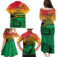 Hapi 45th Indipendens Dei Vanuatu Family Matching Puletasi and Hawaiian Shirt Yumi 1980 with Vanuatuan Beach Landscape LT9 - Polynesian Pride
