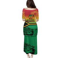 Hapi 45th Indipendens Dei Vanuatu Family Matching Puletasi and Hawaiian Shirt Yumi 1980 with Vanuatuan Beach Landscape LT9 - Polynesian Pride