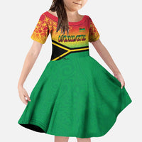 Hapi 45th Indipendens Dei Vanuatu Family Matching Tank Maxi Dress and Hawaiian Shirt Yumi 1980 with Vanuatuan Beach Landscape LT9 Daughter's Dress Red - Polynesian Pride