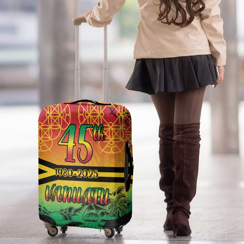 Hapi 45th Indipendens Dei Vanuatu Luggage Cover Yumi 1980 with Vanuatuan Beach Landscape