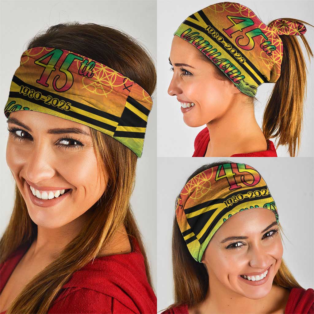 Hapi 45th Indipendens Dei Vanuatu Neck Gaiter Yumi 1980 with Vanuatuan Beach Landscape - Polynesian Pride