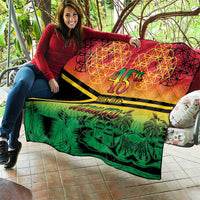 Hapi 45th Indipendens Dei Vanuatu Quilt Yumi 1980 with Vanuatuan Beach Landscape