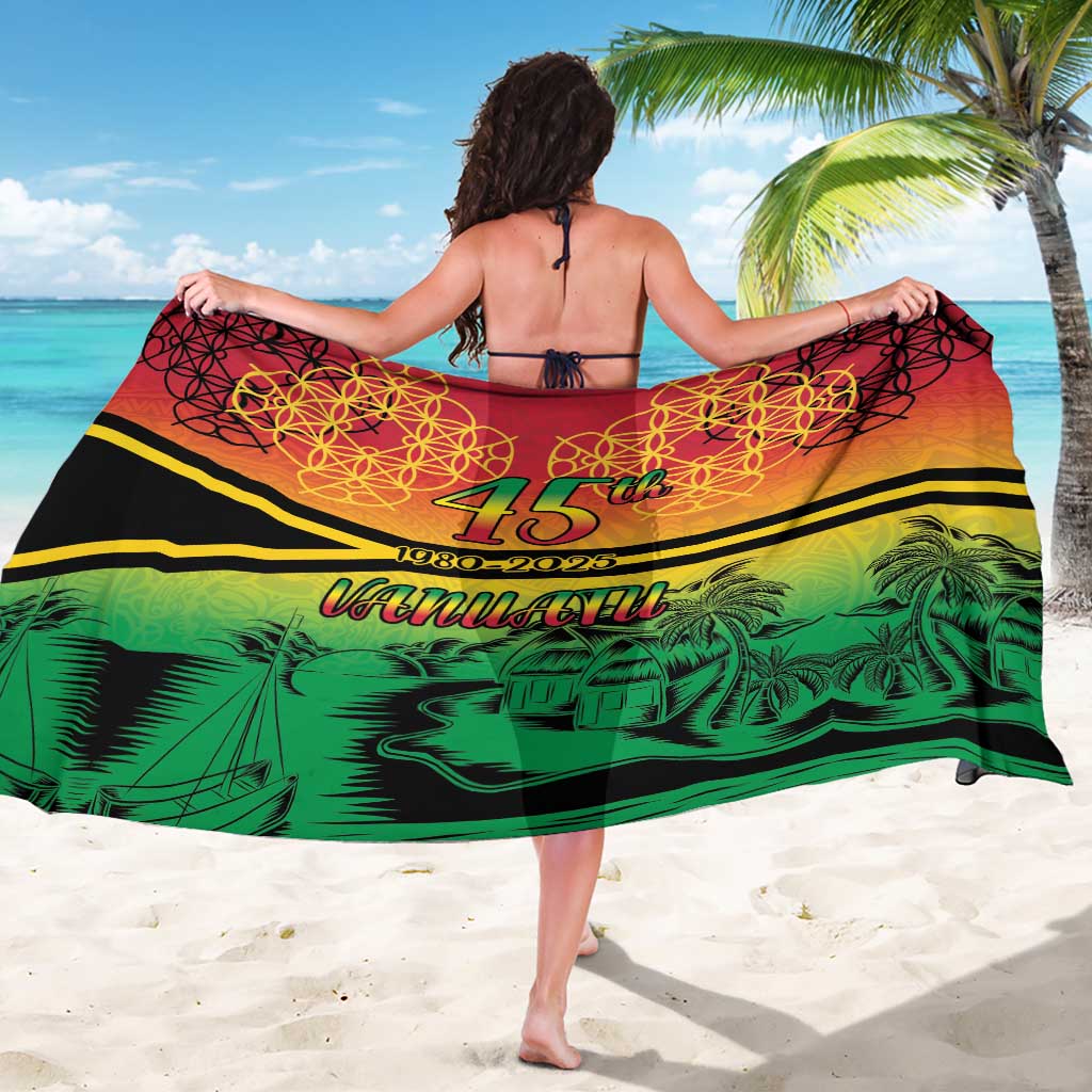 Hapi 45th Indipendens Dei Vanuatu Sarong Yumi 1980 with Vanuatuan Beach Landscape