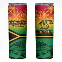 Hapi 45th Indipendens Dei Vanuatu Skinny Tumbler Yumi 1980 with Vanuatuan Beach Landscape LT9 Red - Polynesian Pride