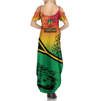 Hapi 45th Indipendens Dei Vanuatu Summer Maxi Dress Yumi 1980 with Vanuatuan Beach Landscape LT9 - Polynesian Pride