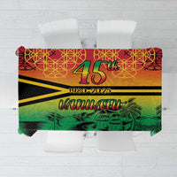 Hapi 45th Indipendens Dei Vanuatu Tablecloth Yumi 1980 with Vanuatuan Beach Landscape LT9 Red - Polynesian Pride