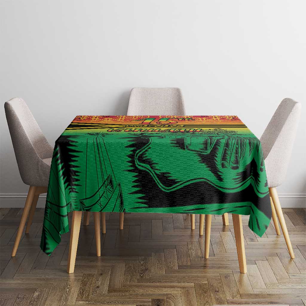 Hapi 45th Indipendens Dei Vanuatu Tablecloth Yumi 1980 with Vanuatuan Beach Landscape LT9 - Polynesian Pride