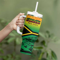 Hapi 45th Indipendens Dei Vanuatu Tumbler With Handle Yumi 1980 with Vanuatuan Beach Landscape