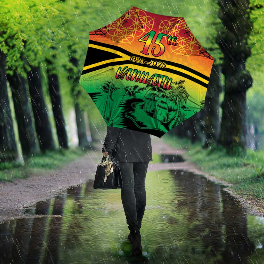 Hapi 45th Indipendens Dei Vanuatu Umbrella Yumi 1980 with Vanuatuan Beach Landscape - Polynesian Pride