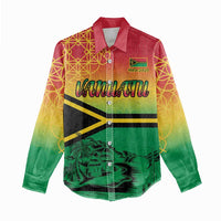 Hapi 45th Indipendens Dei Vanuatu Women Casual Shirt Yumi 1980 with Vanuatuan Beach Landscape LT9 - Polynesian Pride