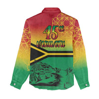 Hapi 45th Indipendens Dei Vanuatu Women Casual Shirt Yumi 1980 with Vanuatuan Beach Landscape LT9 - Polynesian Pride
