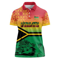Hapi 45th Indipendens Dei Vanuatu Women Polo Shirt Yumi 1980 with Vanuatuan Beach Landscape LT9 Female Red - Polynesian Pride