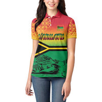 Hapi 45th Indipendens Dei Vanuatu Women Polo Shirt Yumi 1980 with Vanuatuan Beach Landscape LT9 - Polynesian Pride