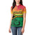 Hapi 45th Indipendens Dei Vanuatu Women Polo Shirt Yumi 1980 with Vanuatuan Beach Landscape