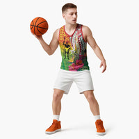 Vanuatu 45th Anniversary Basketball Jersey Polynesian with Sand Drawing Pattern - Polynesian Pride