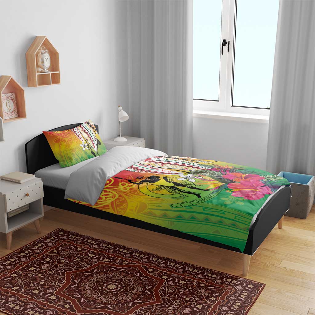 Vanuatu 45th Anniversary Bedding Set Polynesian with Sand Drawing Pattern