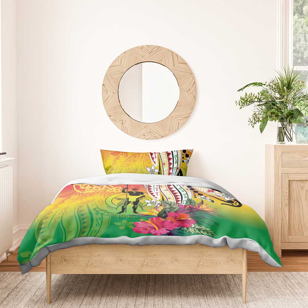 Vanuatu 45th Anniversary Bedding Set Polynesian with Sand Drawing Pattern