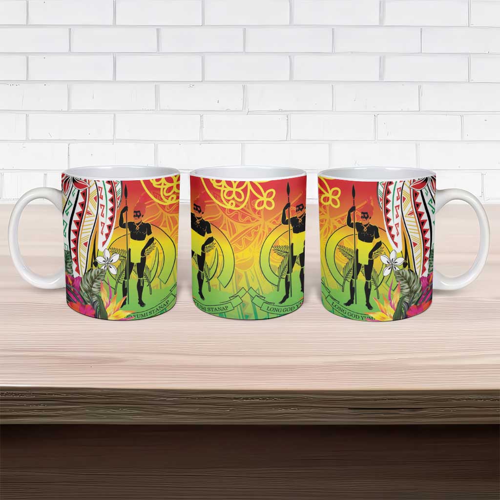 Vanuatu 45th Anniversary Ceramic Mug Polynesian with Sand Drawing Pattern - Polynesian Pride