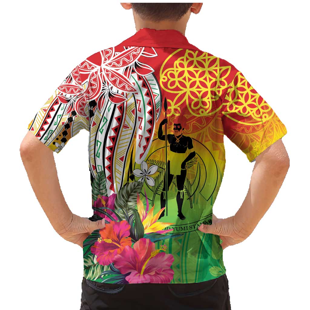 Vanuatu 45th Anniversary Family Matching Mermaid Dress and Hawaiian Shirt Polynesian with Sand Drawing Pattern LT9 - Polynesian Pride