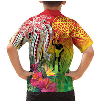 Vanuatu 45th Anniversary Family Matching Mermaid Dress and Hawaiian Shirt Polynesian with Sand Drawing Pattern LT9 - Polynesian Pride