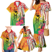 Vanuatu 45th Anniversary Family Matching Mermaid Dress and Hawaiian Shirt Polynesian with Sand Drawing Pattern LT9 - Polynesian Pride