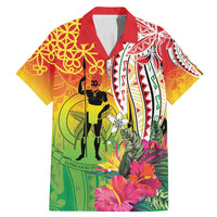 Vanuatu 45th Anniversary Family Matching Mermaid Dress and Hawaiian Shirt Polynesian with Sand Drawing Pattern LT9 Dad's Shirt - Short Sleeve Red - Polynesian Pride