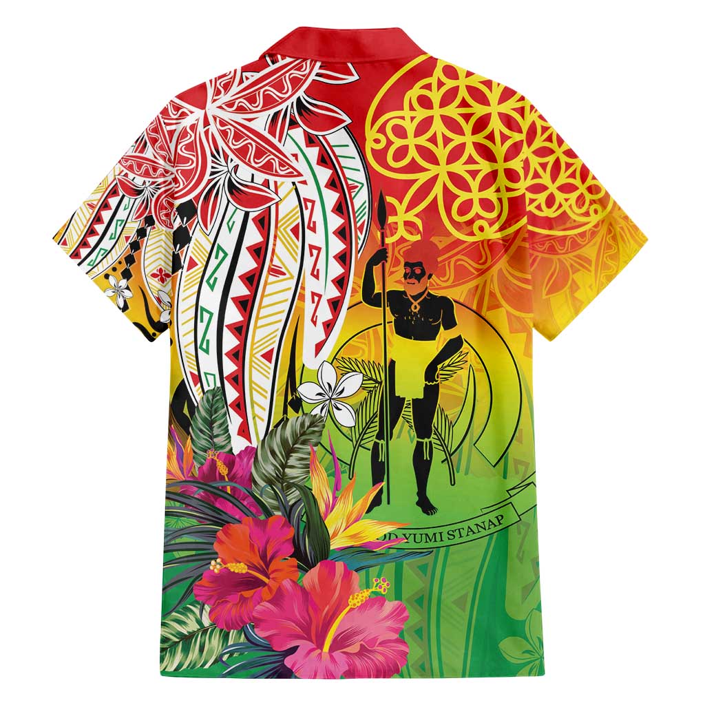 Vanuatu 45th Anniversary Family Matching Puletasi and Hawaiian Shirt Polynesian with Sand Drawing Pattern