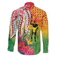 Vanuatu 45th Anniversary Family Matching Puletasi and Hawaiian Shirt Polynesian with Sand Drawing Pattern