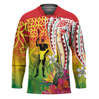 Vanuatu 45th Anniversary Hockey Jersey Polynesian with Sand Drawing Pattern - Polynesian Pride