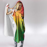 Vanuatu 45th Anniversary Hooded Blanket Polynesian with Sand Drawing Pattern