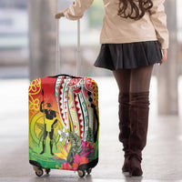 Vanuatu 45th Anniversary Luggage Cover Polynesian with Sand Drawing Pattern