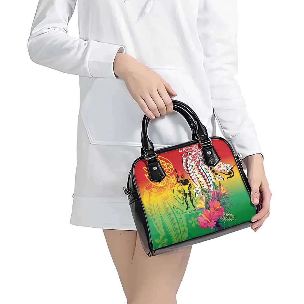 Vanuatu 45th Anniversary Shoulder Handbag Polynesian with Sand Drawing Pattern