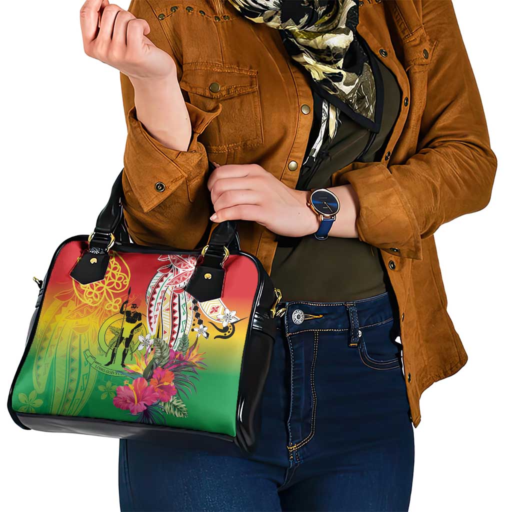 Vanuatu 45th Anniversary Shoulder Handbag Polynesian with Sand Drawing Pattern