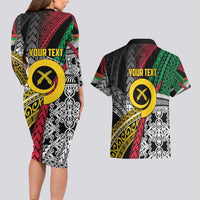 Vanuatu Proud to be Ni-van Personalised Couples Matching Long Sleeve Bodycon Dress and Hawaiian Shirt with Mutis En Atan Patterns LT9 - Polynesian Pride