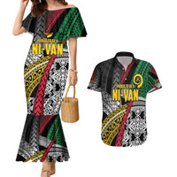 Vanuatu Proud to be Ni-van Personalised Couples Matching Mermaid Dress and Hawaiian Shirt with Mutis En Atan Patterns LT9 Black - Polynesian Pride