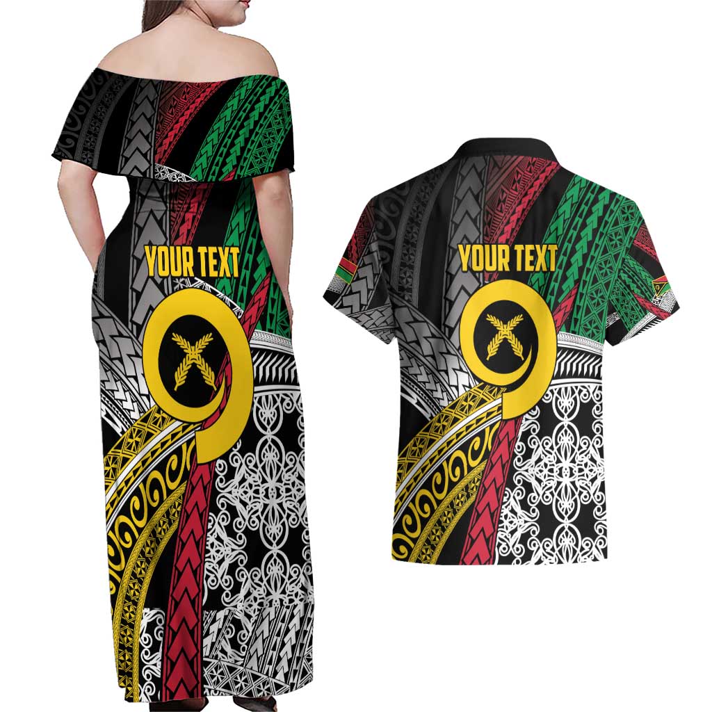 Vanuatu Proud to be Ni-van Personalised Couples Matching Off Shoulder Maxi Dress and Hawaiian Shirt with Mutis En Atan Patterns LT9 - Polynesian Pride
