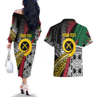 Vanuatu Proud to be Ni-van Personalised Couples Matching Off The Shoulder Long Sleeve Dress and Hawaiian Shirt with Mutis En Atan Patterns LT9 - Polynesian Pride