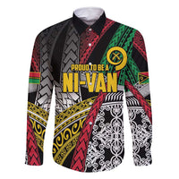 Vanuatu Proud to be Ni-van Personalised Family Matching Mermaid Dress and Hawaiian Shirt with Mutis En Atan Patterns LT9 Dad's Shirt - Long Sleeve Black - Polynesian Pride