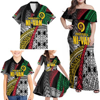 Vanuatu Proud to be Ni-van Personalised Family Matching Off Shoulder Maxi Dress and Hawaiian Shirt with Mutis En Atan Patterns LT9 - Polynesian Pride