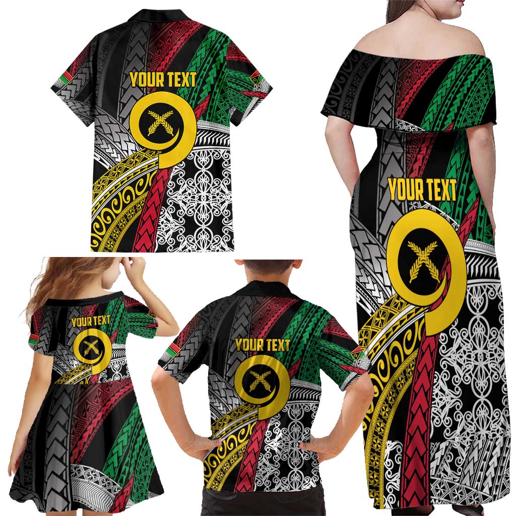 Vanuatu Proud to be Ni-van Personalised Family Matching Off Shoulder Maxi Dress and Hawaiian Shirt with Mutis En Atan Patterns LT9 - Polynesian Pride