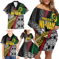 Vanuatu Proud to be Ni-van Personalised Family Matching Off Shoulder Short Dress and Hawaiian Shirt with Mutis En Atan Patterns LT9 - Polynesian Pride