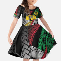 Vanuatu Proud to be Ni-van Personalised Family Matching Puletasi and Hawaiian Shirt with Mutis En Atan Patterns LT9 Daughter's Dress Black - Polynesian Pride