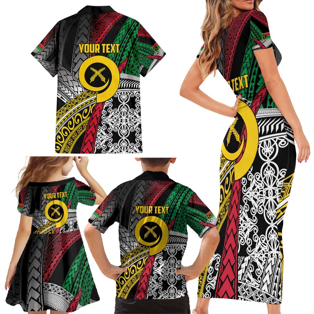 Vanuatu Proud to be Ni-van Personalised Family Matching Short Sleeve Bodycon Dress and Hawaiian Shirt with Mutis En Atan Patterns LT9 - Polynesian Pride