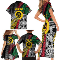 Vanuatu Proud to be Ni-van Personalised Family Matching Short Sleeve Bodycon Dress and Hawaiian Shirt with Mutis En Atan Patterns LT9 - Polynesian Pride