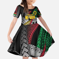 Vanuatu Proud to be Ni-van Personalised Family Matching Summer Maxi Dress and Hawaiian Shirt with Mutis En Atan Patterns LT9 Daughter's Dress Black - Polynesian Pride