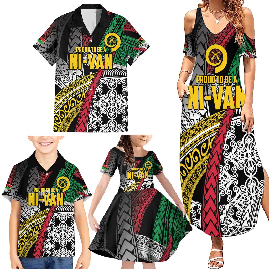 Vanuatu Proud to be Ni-van Personalised Family Matching Summer Maxi Dress and Hawaiian Shirt with Mutis En Atan Patterns LT9 - Polynesian Pride