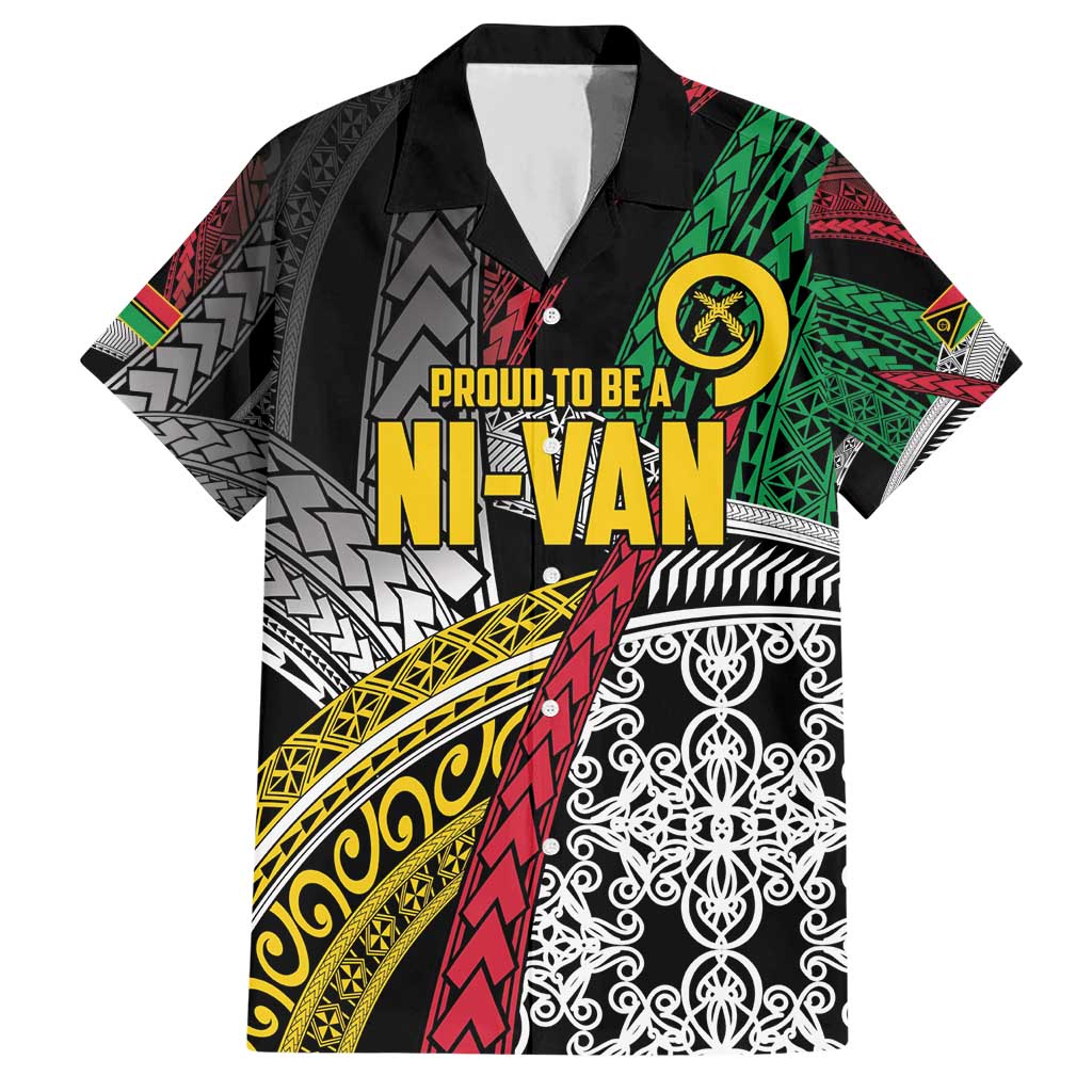 Vanuatu Proud to be Ni-van Personalised Hawaiian Shirt with Mutis En Atan Patterns LT9 Black - Polynesian Pride
